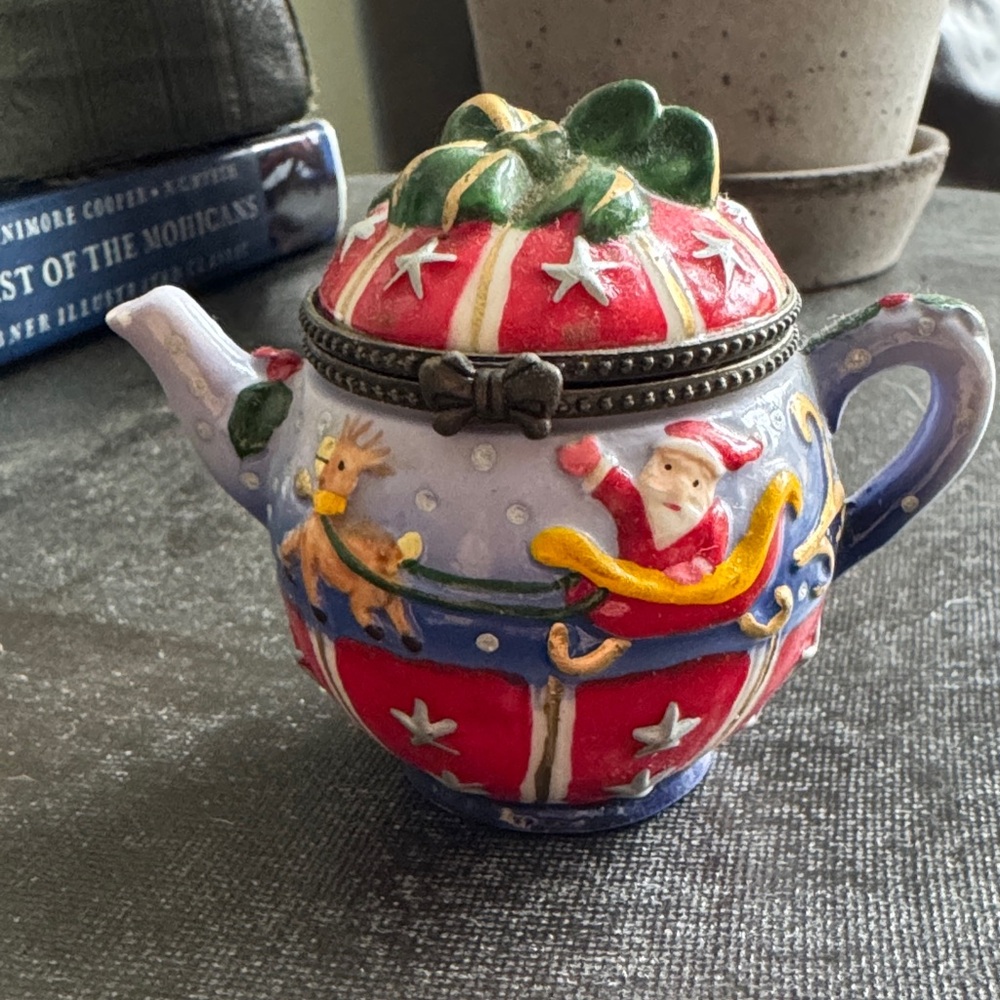 Festive Santa and Reindeer Teapot